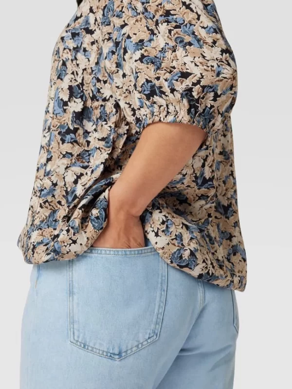 KAFFE Curve PLUS SIZE Bluse Mit Floralem Allover-Muster Modell ‘Betty’ – Royalblau 4
