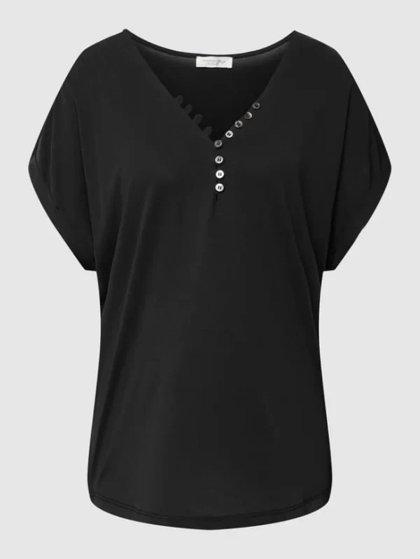 Christian Berg Woman Blusenshirt Mit Zierknopfleiste – Schwarz 3
