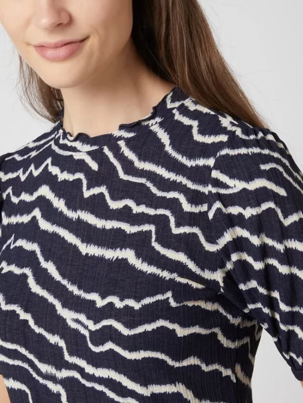 Tom Tailor Denim Blusenshirt Mit Allover-Muster – Dunkelblau 4