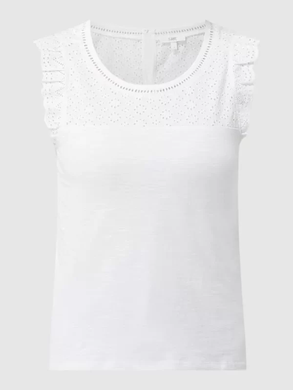 Jake*s Casual Blusentop Mit Lochstickereien – Weiß 3